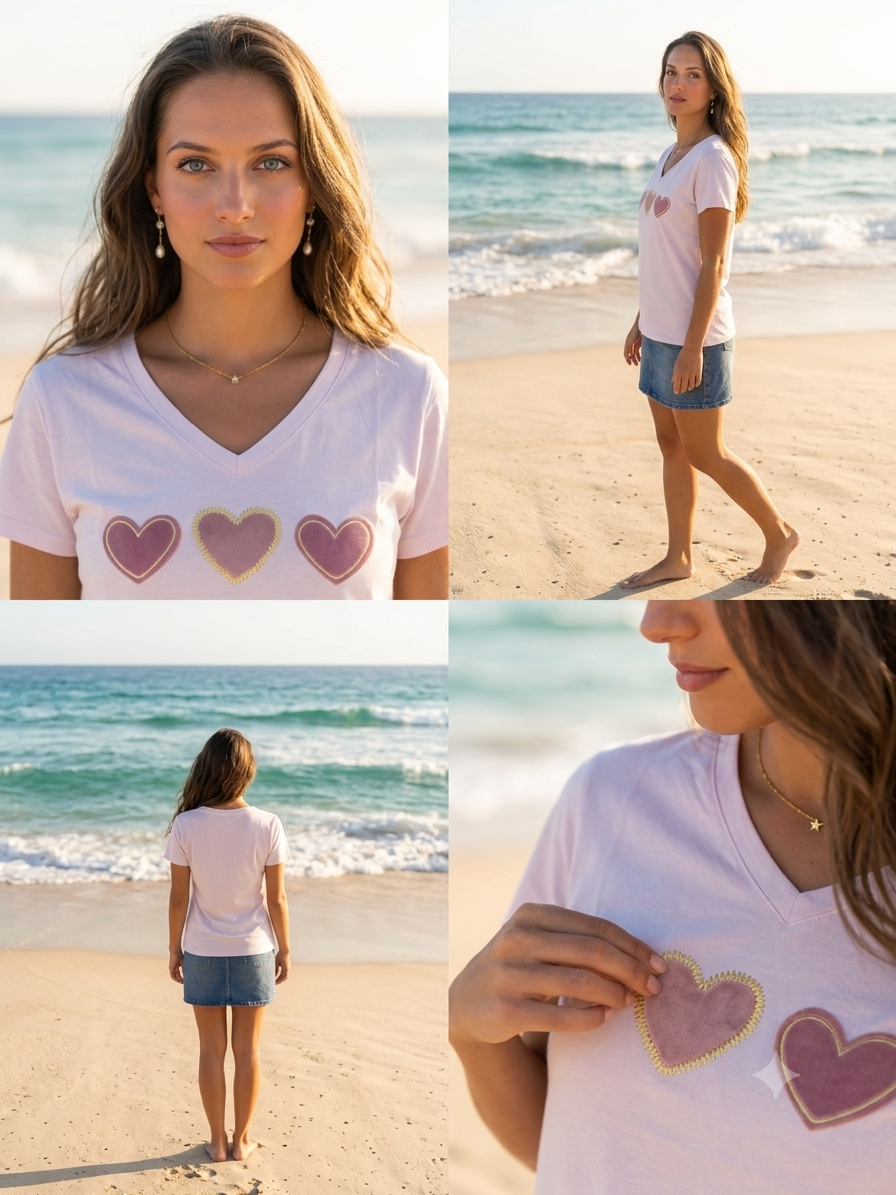 T-shirt coeur rose